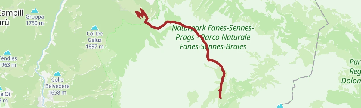 Route map: From La Val to the Fanes alp